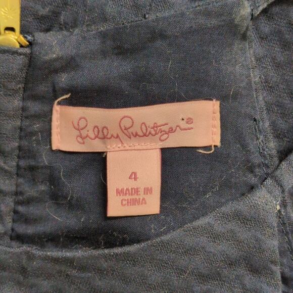 Lilly Pulitzer Annabelle Shift Dress Navy Blue Gold Trim Halter Neck Mini 4 - Picture 7 of 10